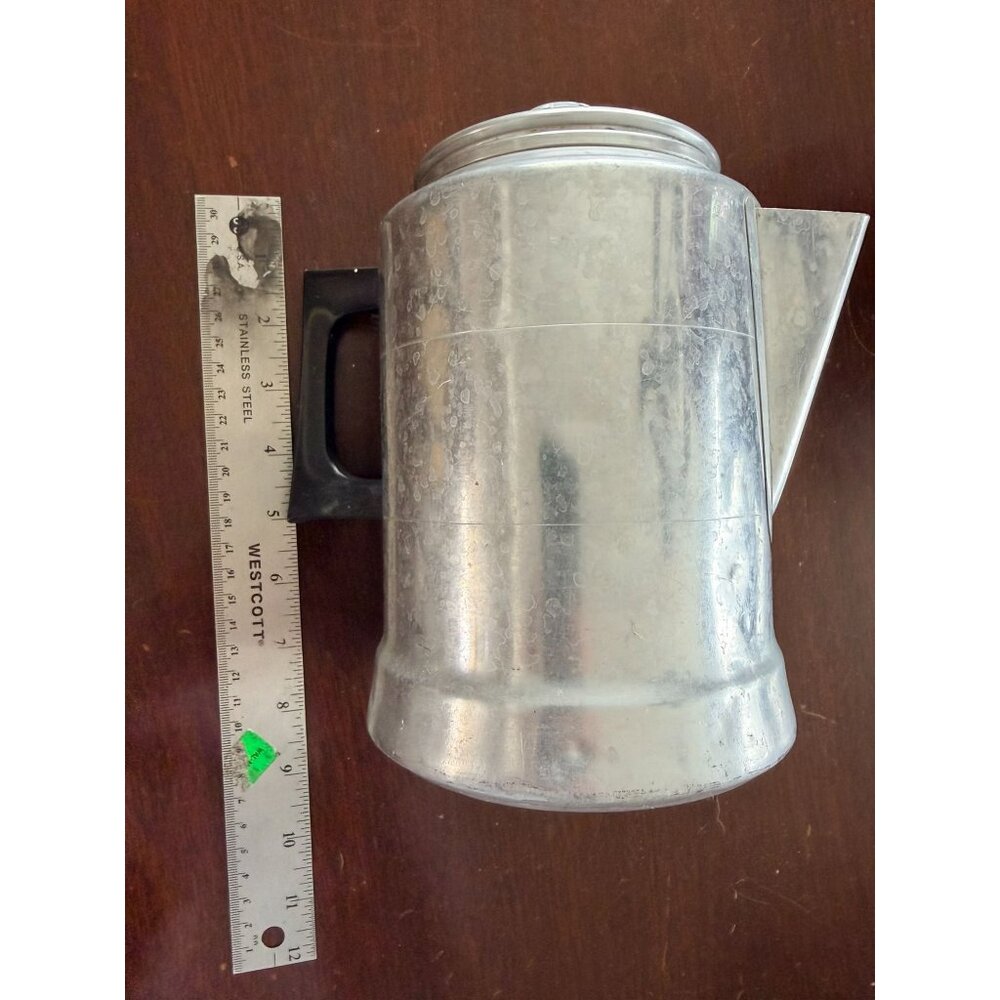 Vintage Comet Aluminum 9-Cup Percolator Coffee Pot With Glass Top & Filter Baske